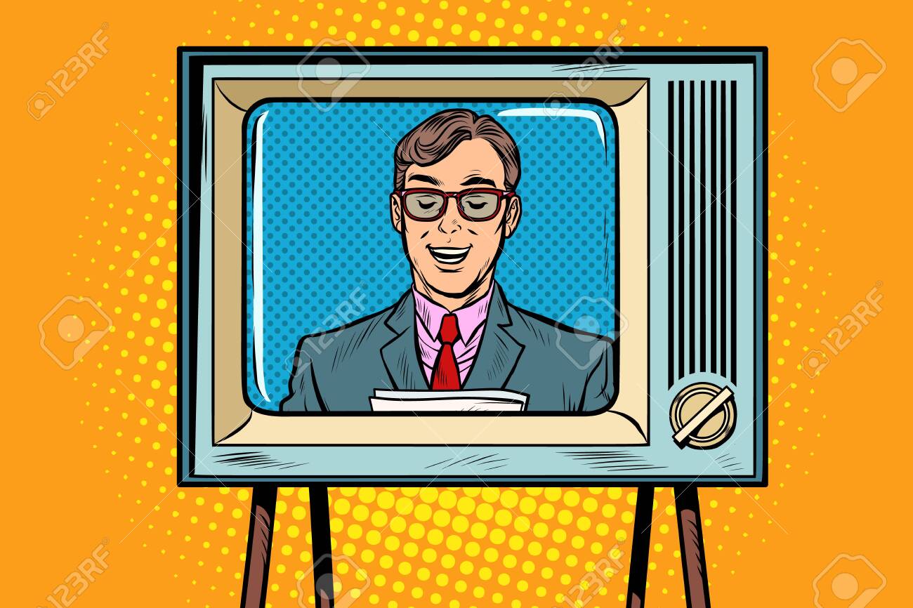 TV news anchor. Pop art retro vector illustration drawing